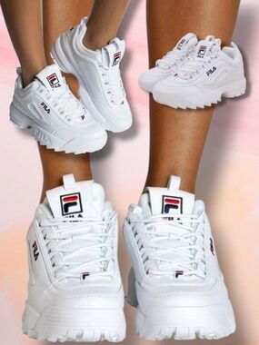FILA Disruptor II Premium White Leather Women's Chunky Sneakers